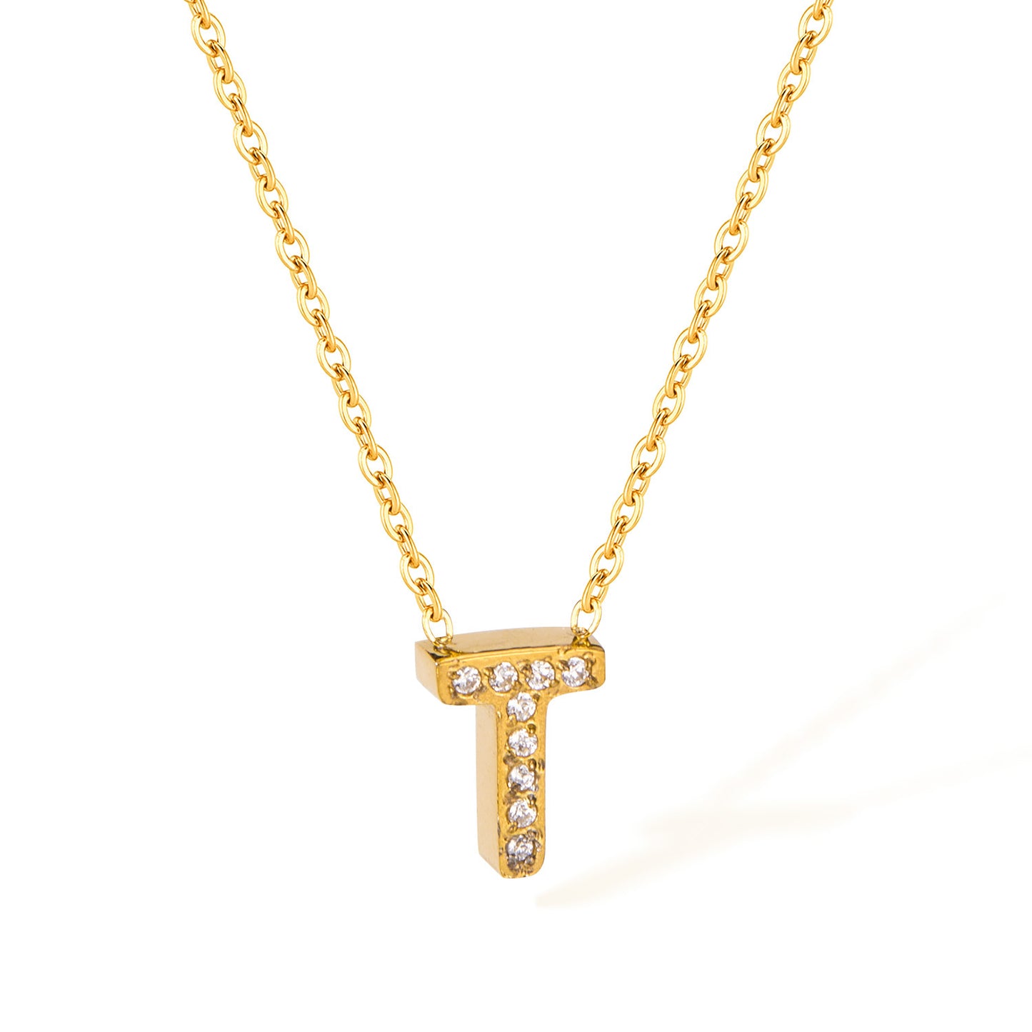 Stainless Steel Gold Initial Necklace