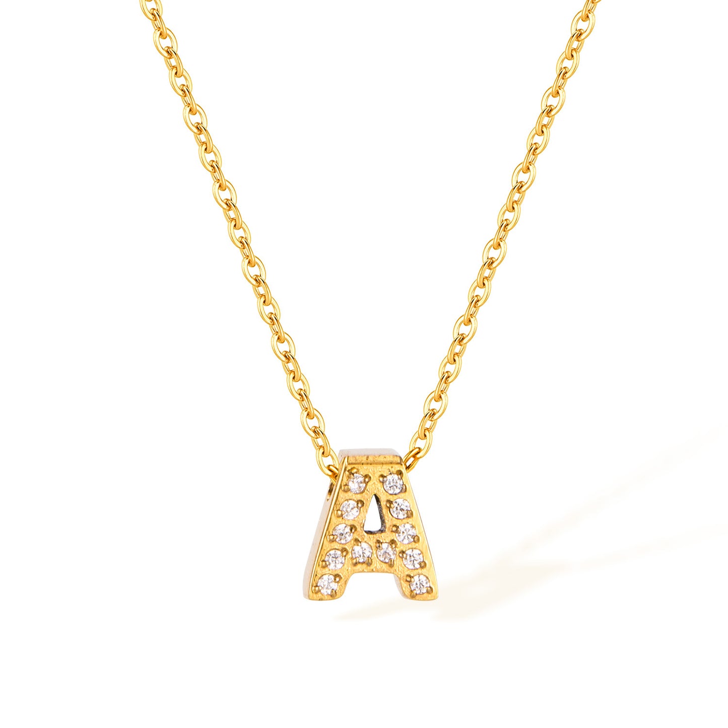 Stainless Steel Gold Initial Necklace