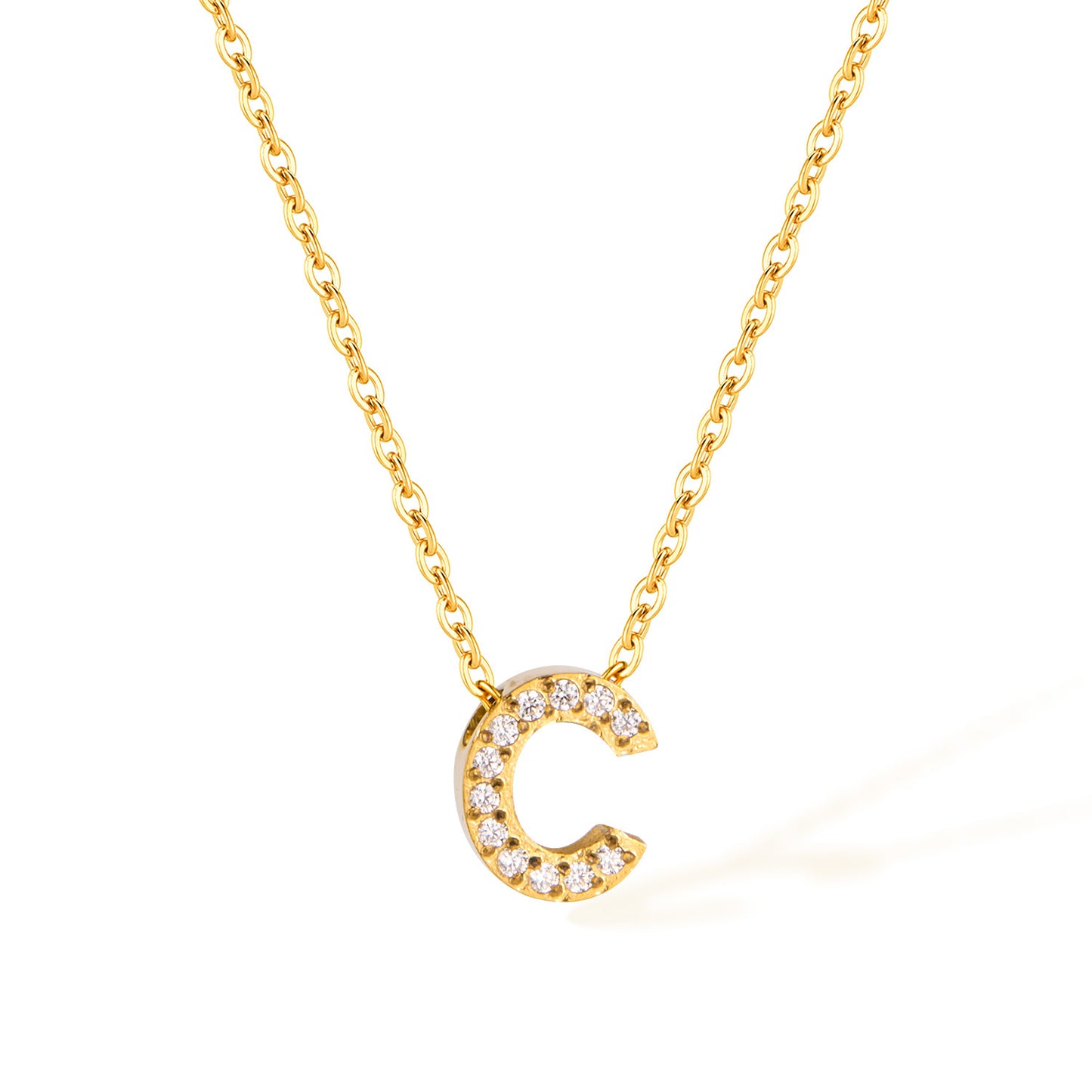Stainless Steel Gold Initial Necklace