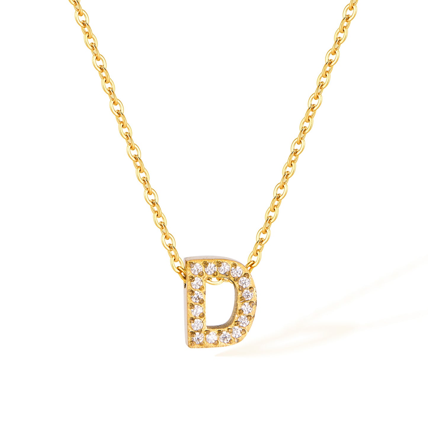 Stainless Steel Gold Initial Necklace