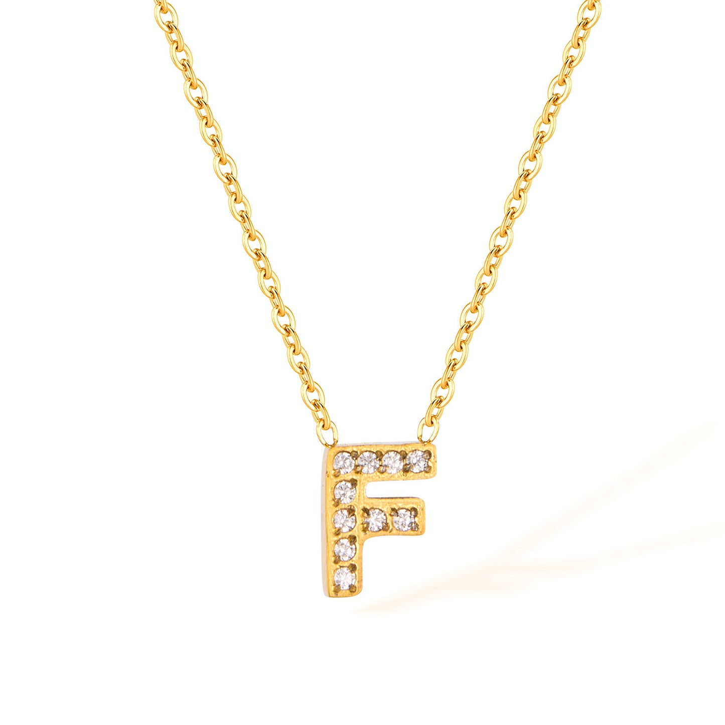 Stainless Steel Gold Initial Necklace