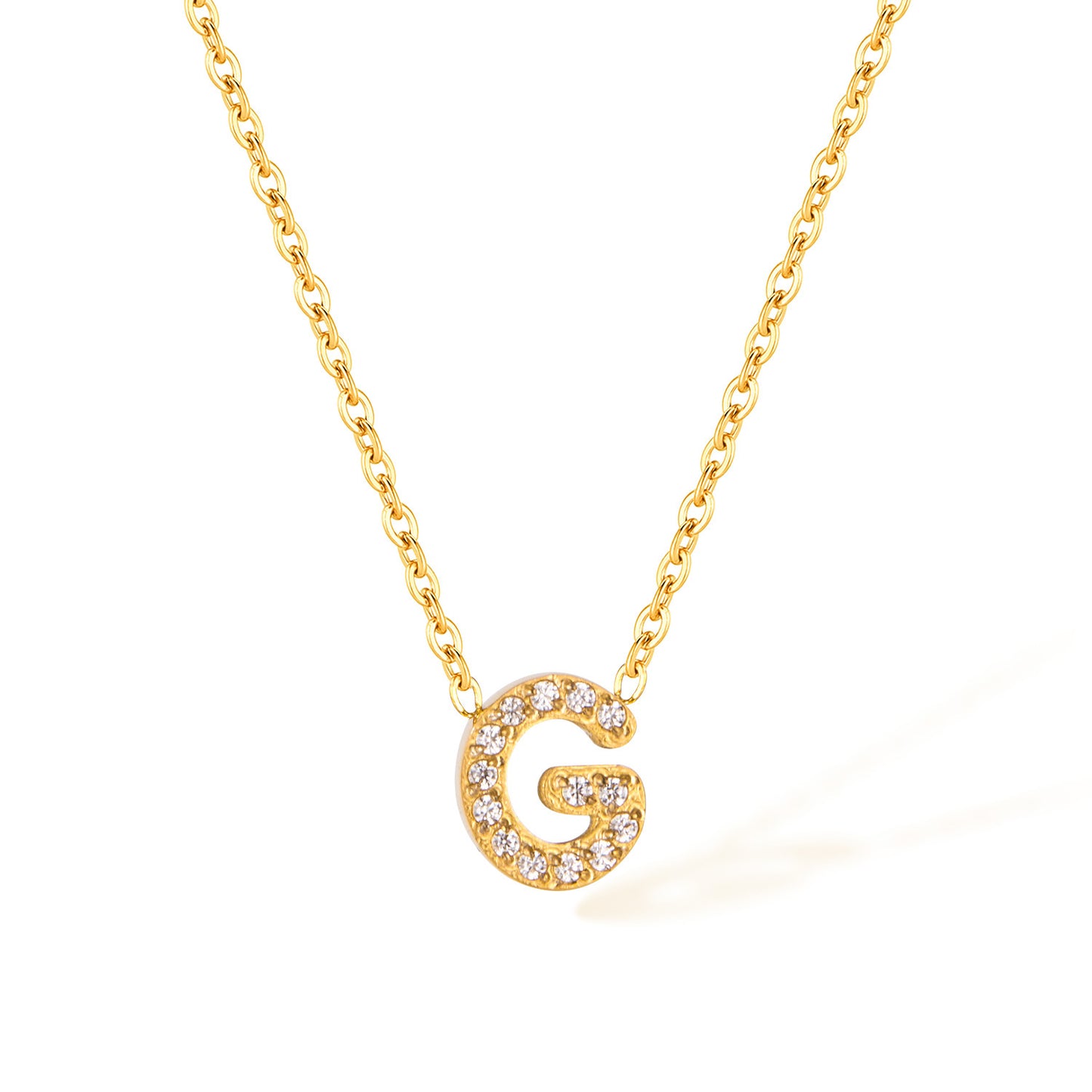 Stainless Steel Gold Initial Necklace