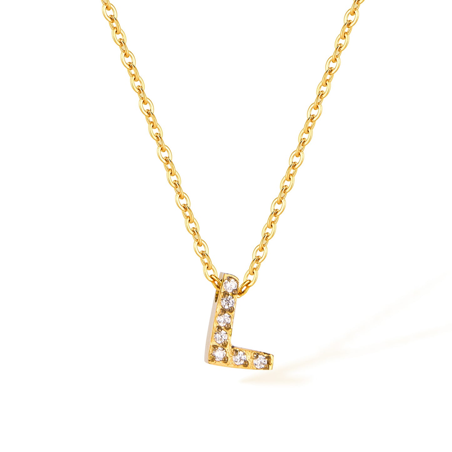 Stainless Steel Gold Initial Necklace