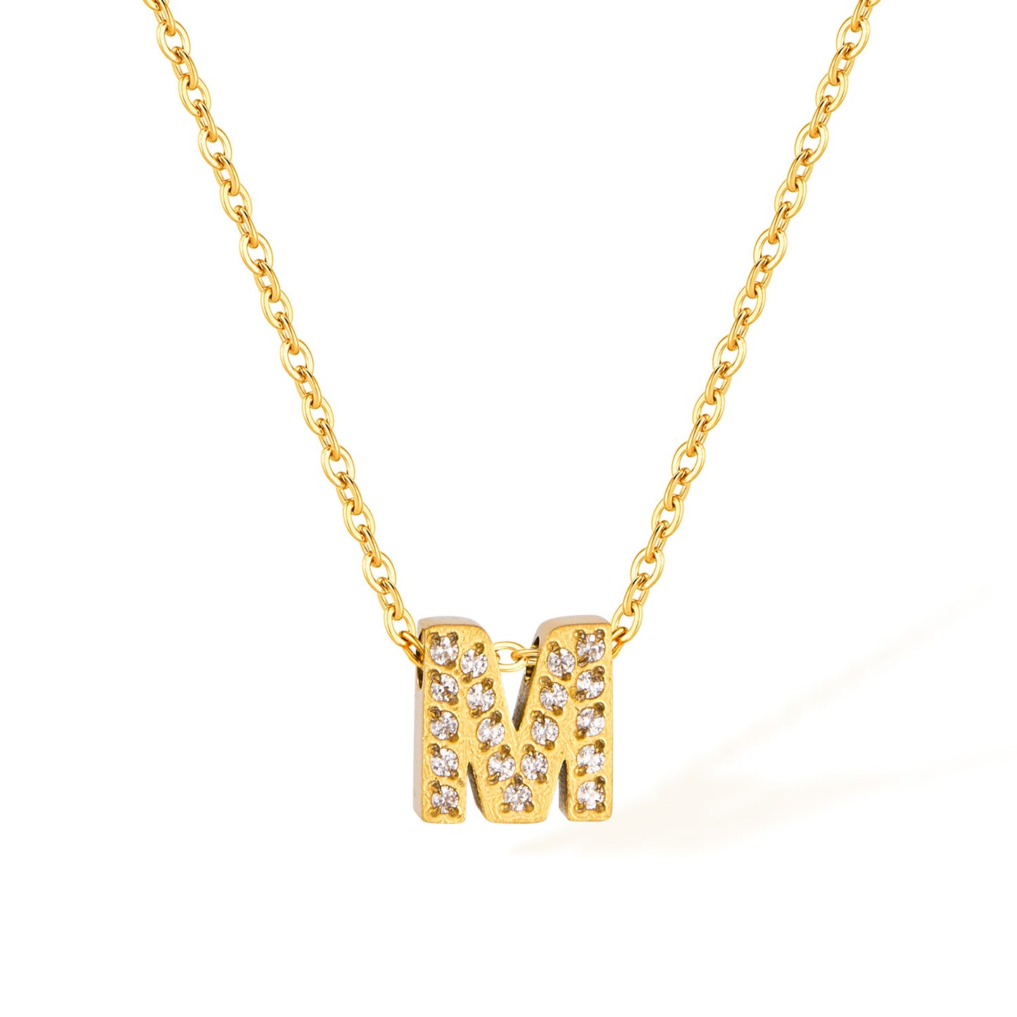 Stainless Steel Gold Initial Necklace