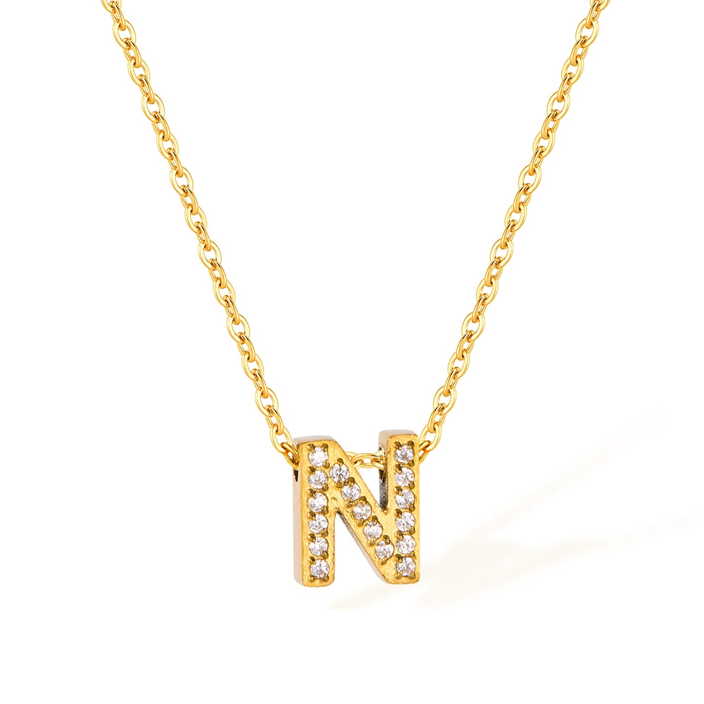 Stainless Steel Gold Initial Necklace