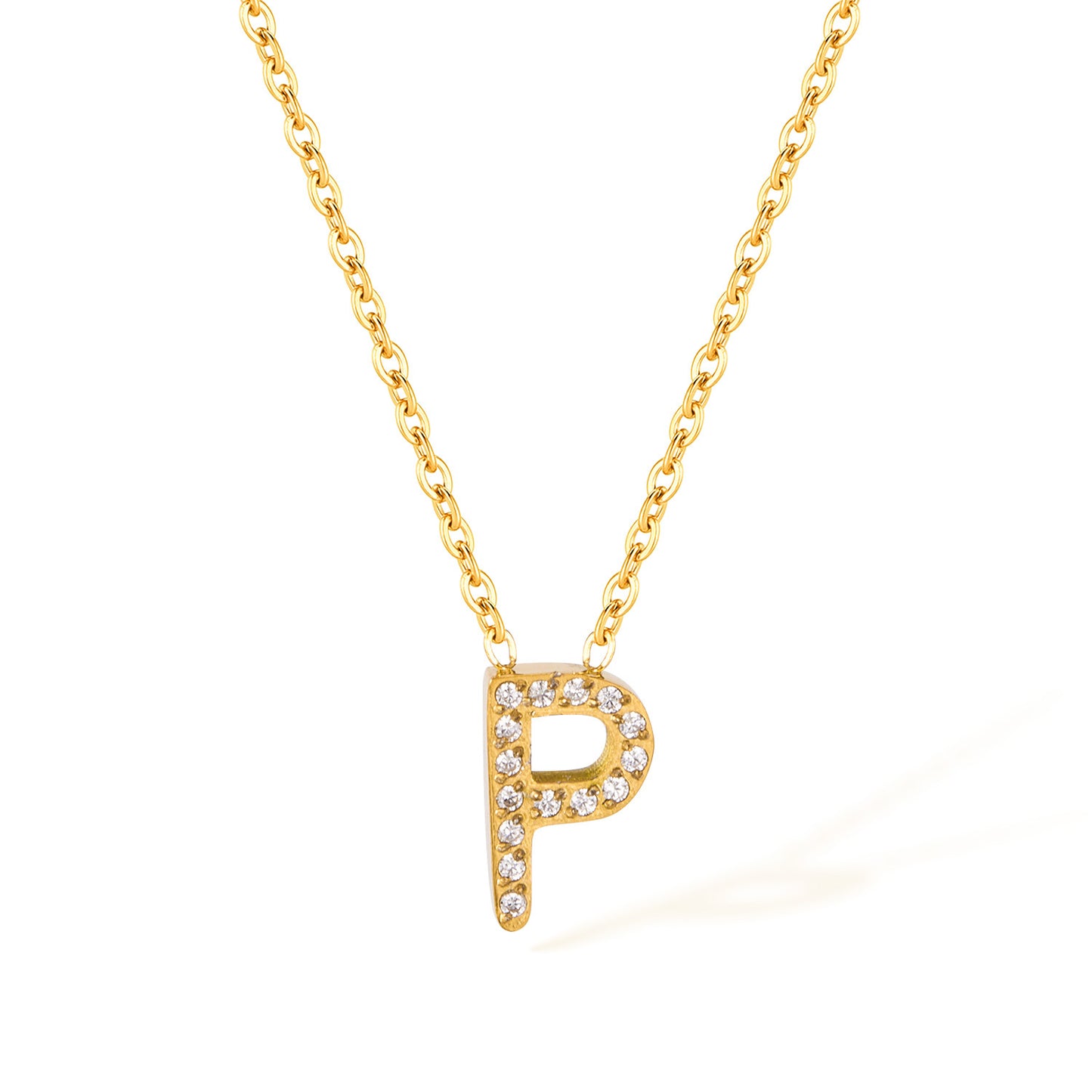 Stainless Steel Gold Initial Necklace