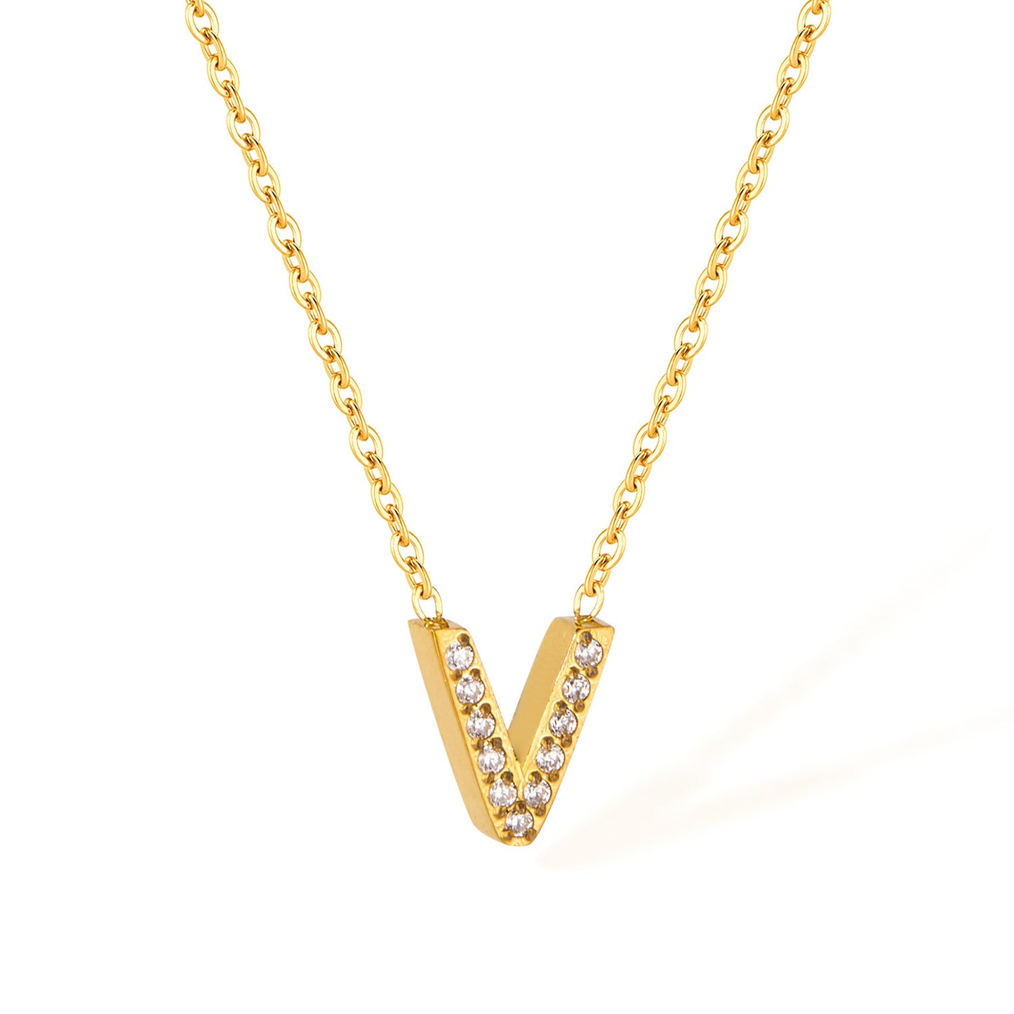 Stainless Steel Gold Initial Necklace