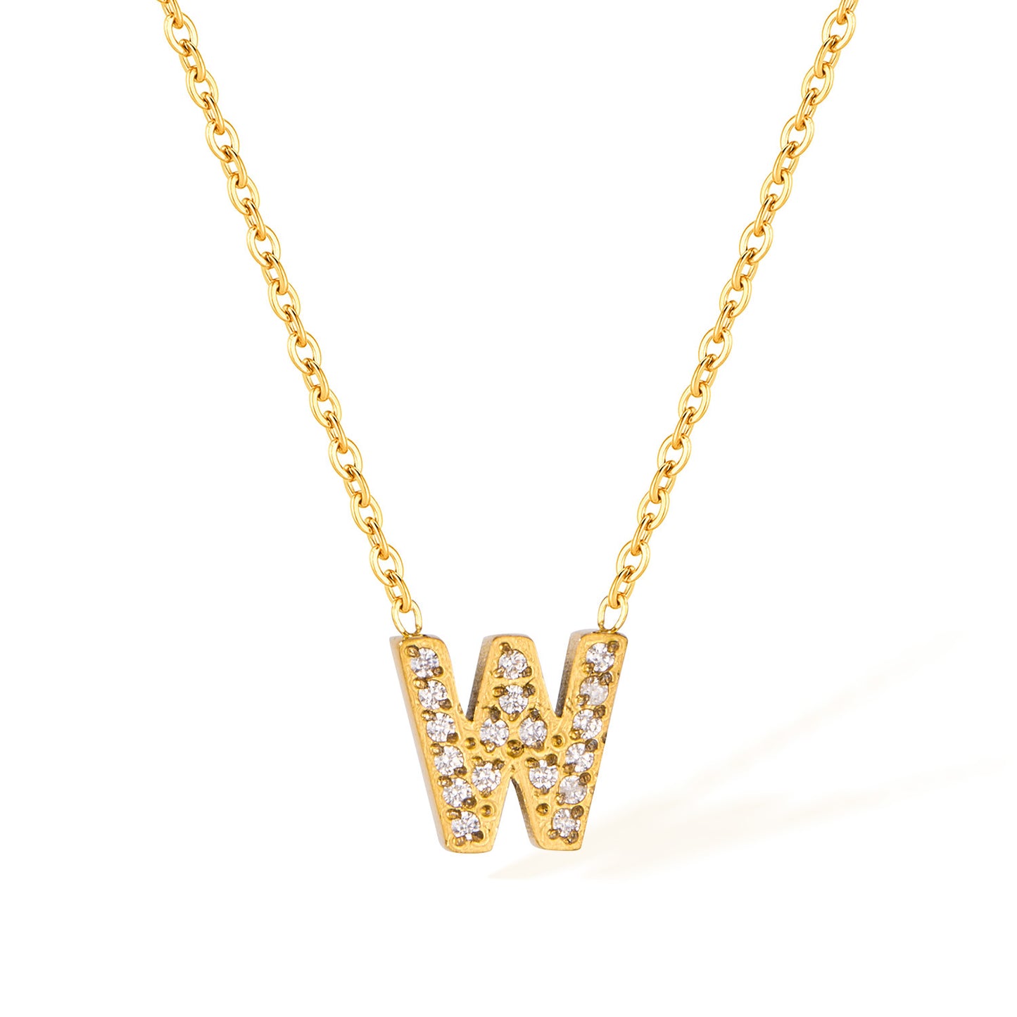 Stainless Steel Gold Initial Necklace