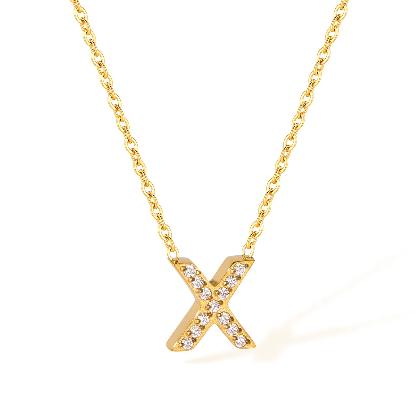 Stainless Steel Gold Initial Necklace