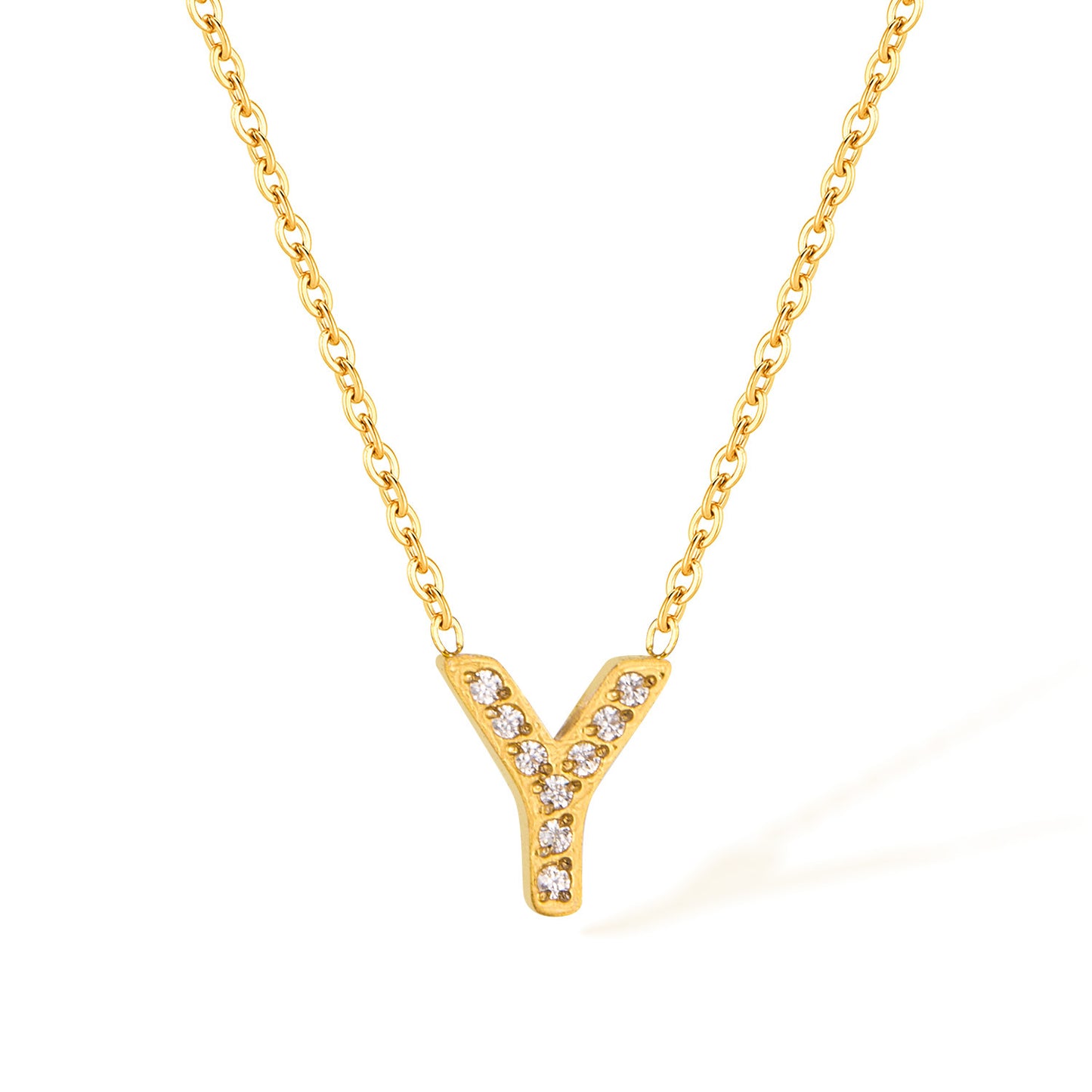 Stainless Steel Gold Initial Necklace