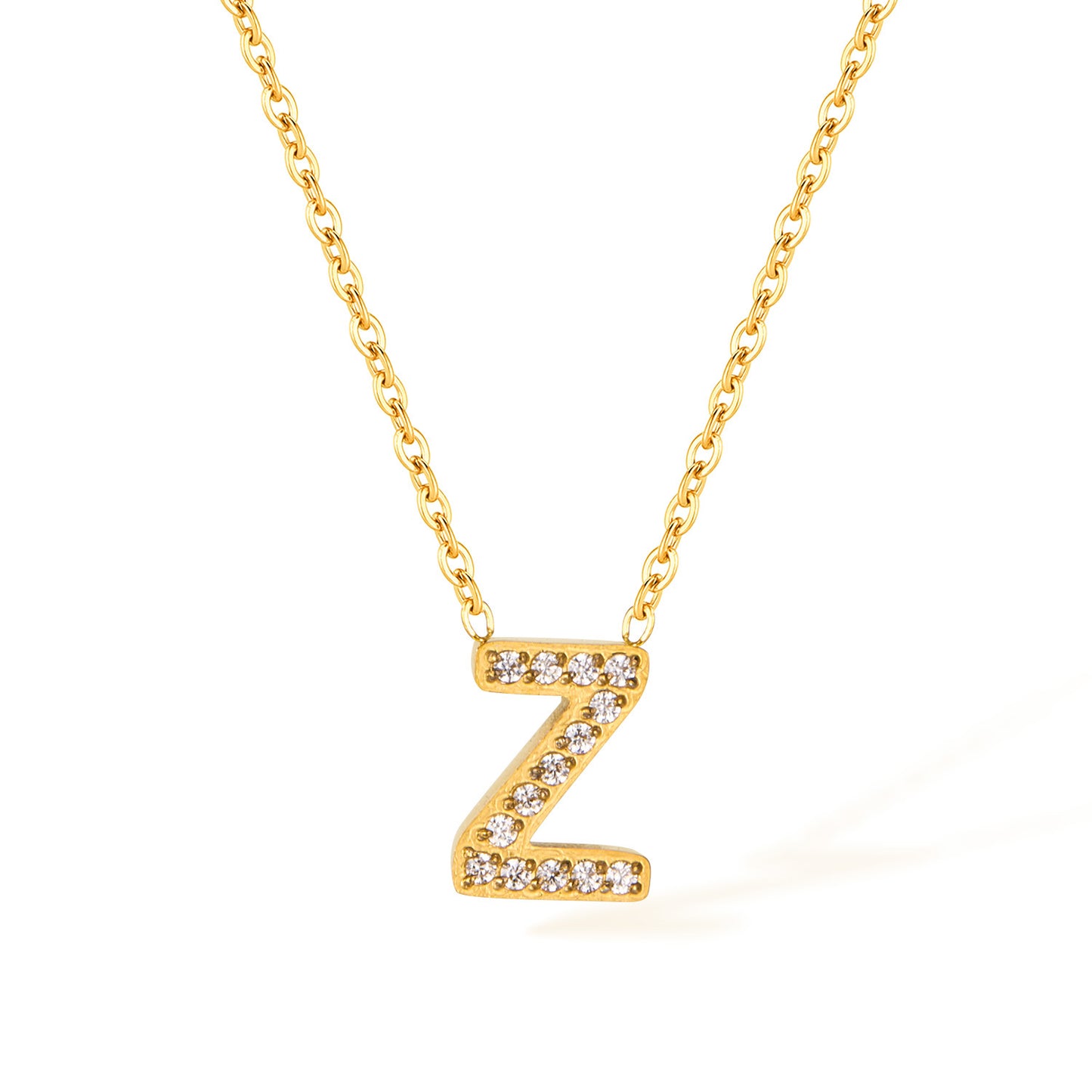 Stainless Steel Gold Initial Necklace