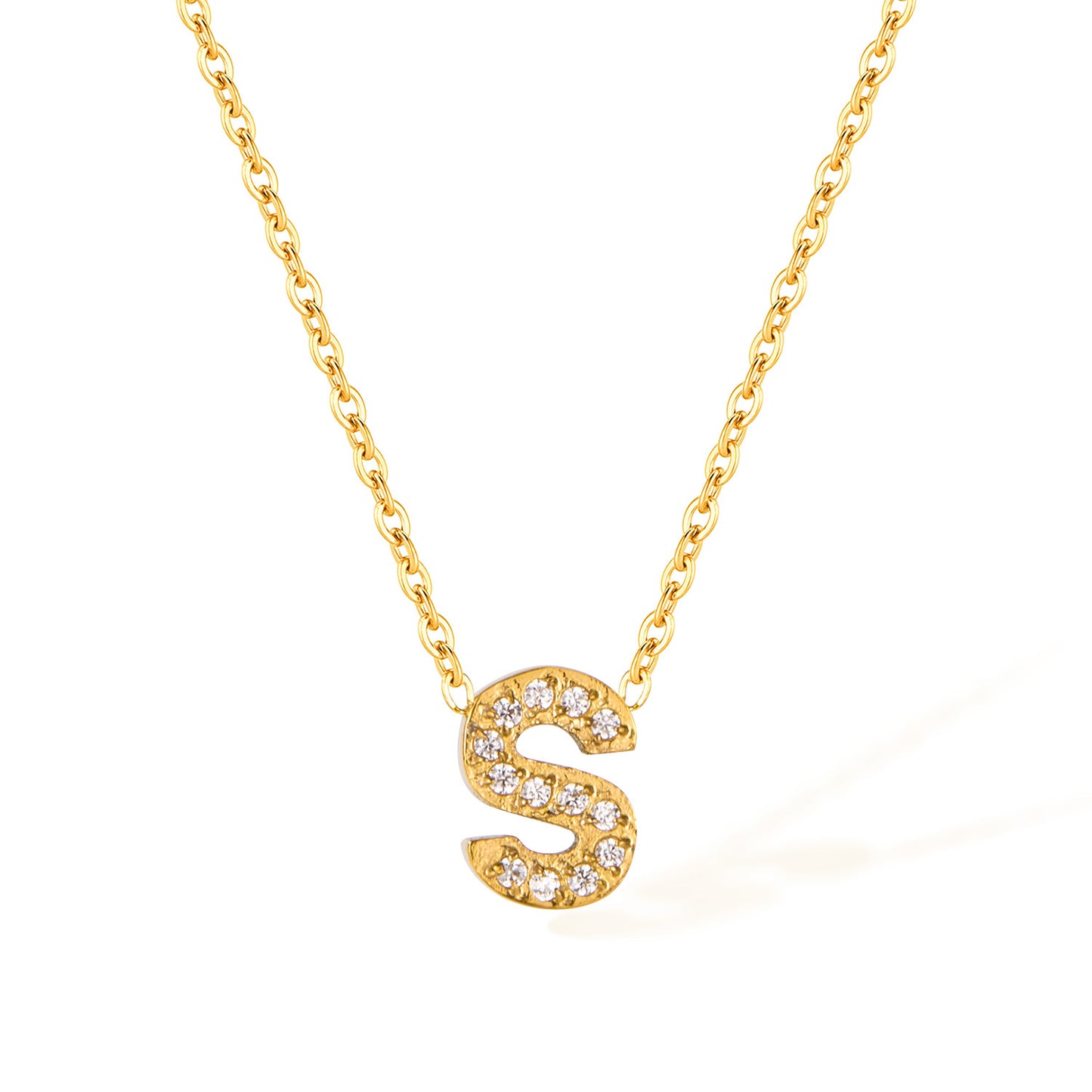 Stainless Steel Gold Initial Necklace