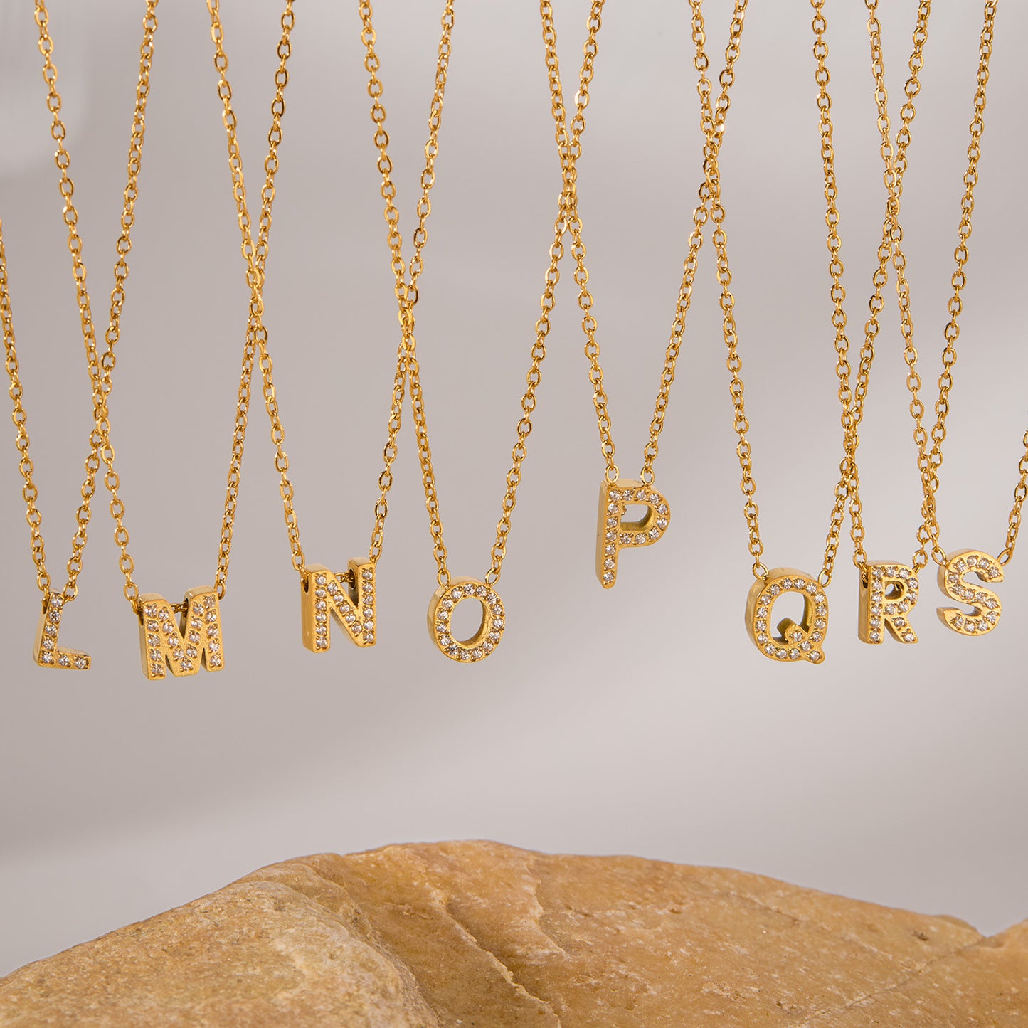 Stainless Steel Gold Initial Necklace