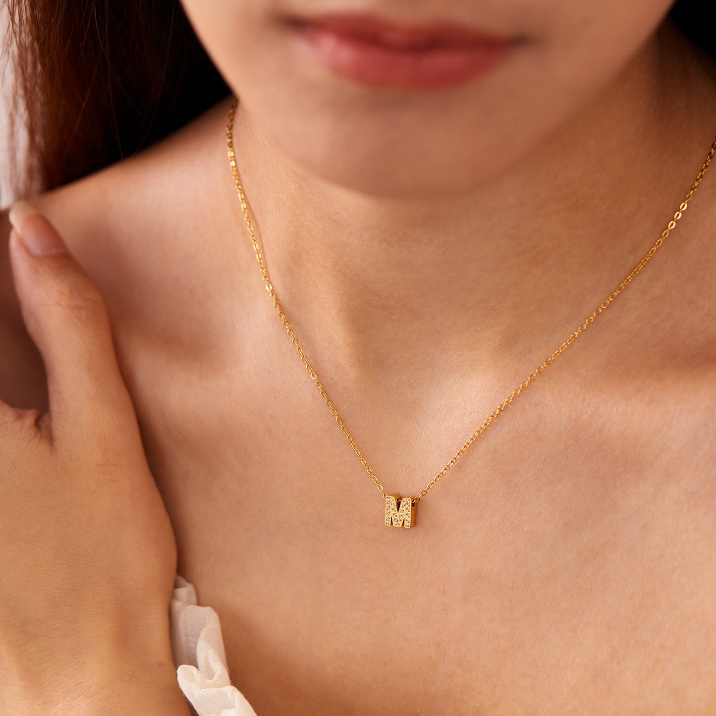 Stainless Steel Gold Initial Necklace