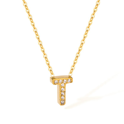 Stainless Steel Gold Initial Necklace