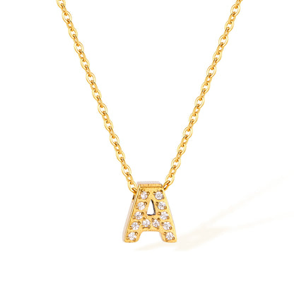 Stainless Steel Gold Initial Necklace