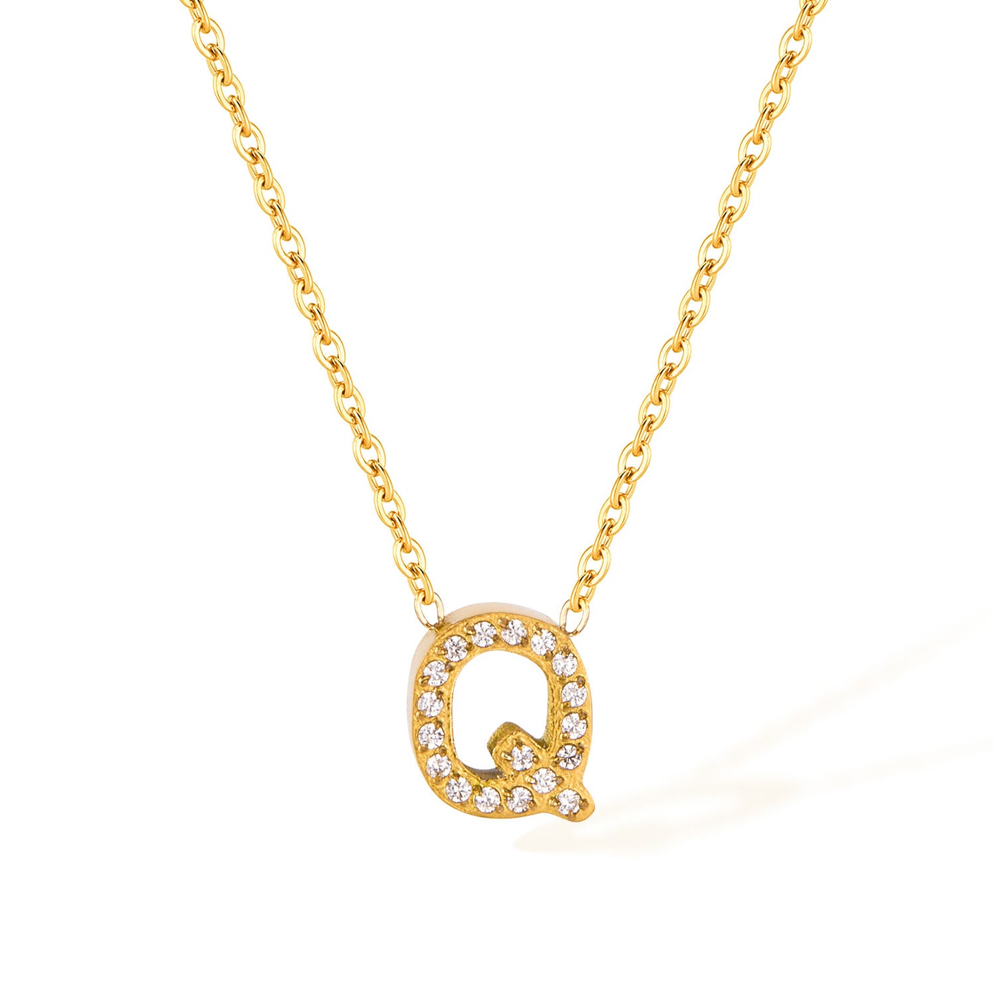 Stainless Steel Gold Initial Necklace