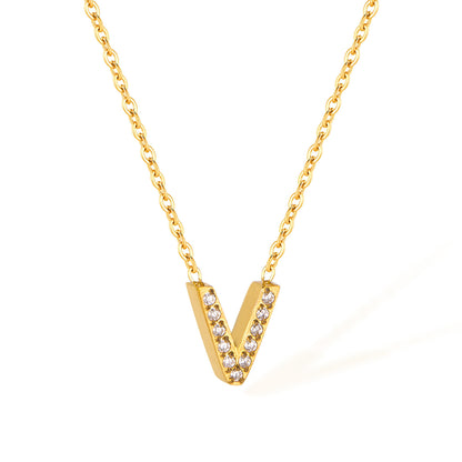 Stainless Steel Gold Initial Necklace