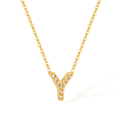 Stainless Steel Gold Initial Necklace