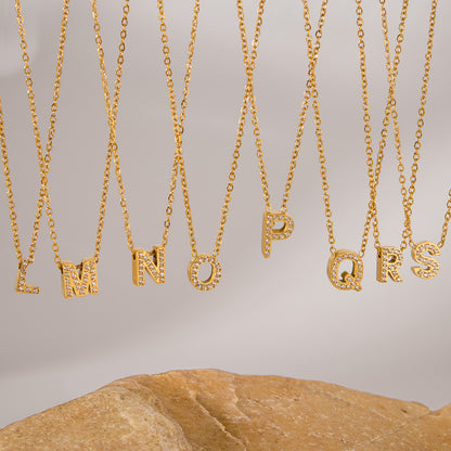 Stainless Steel Gold Initial Necklace